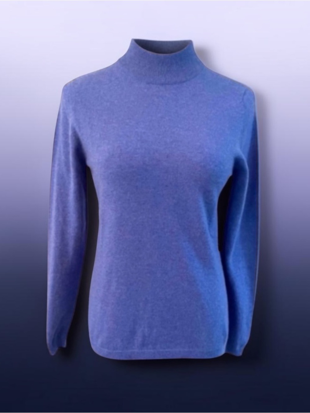 DEBRA C BEVERLY HILLS BLUE MOCK NECK CASHMERE SWEATER SIZE SMALL